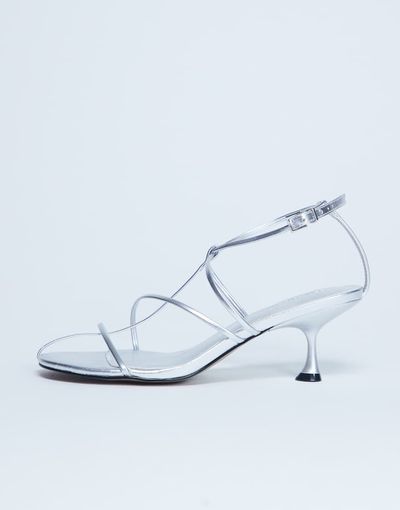 Topshop Topshop Itzia strappy mid heel sandals in silver