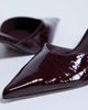 Topshop Topshop Ivette croc patent closed toe mules in burgundy-Red - 3