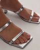 Topshop Topshop Izzy cone heel mules in silver - 3