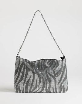 Topshop Topshop Jackson embellished small shoulder bag in silver & gray tiger-Orange