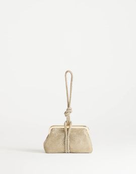 Topshop Topshop Jade small wristlet grab bag in gold diamante