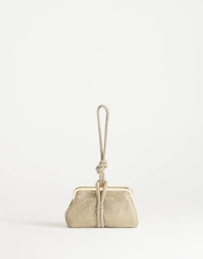 Topshop Topshop Jade small wristlet grab bag in gold diamante