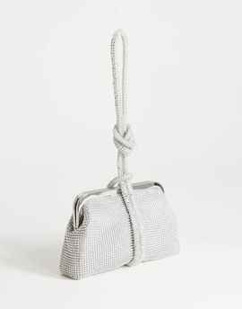 Topshop Topshop Jade small wristlet grab bag in silver diamante