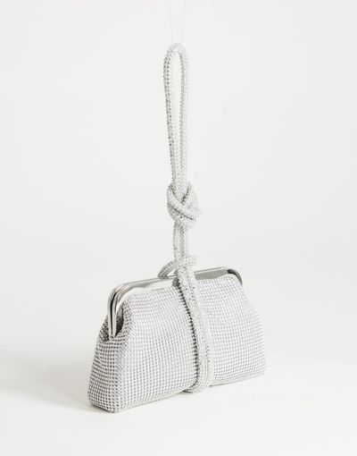 Topshop Topshop Jade small wristlet grab bag in silver diamante