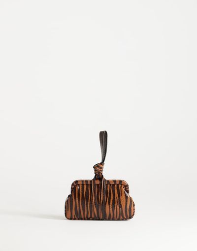 Topshop Topshop Jade wristlet grab bag in tiger print-Orange
