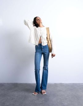 Topshop Topshop Jamie flare high rise jeans in vintage blue