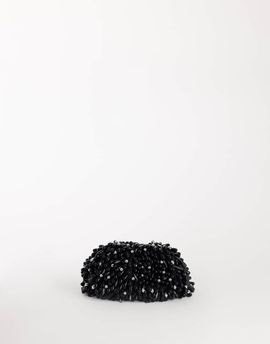 Topshop Topshop Jemma beaded clutch bag in black and silver