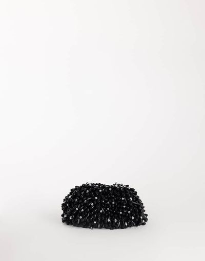 Topshop Topshop Jemma beaded clutch bag in black and silver