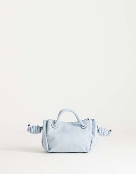 Topshop Topshop Jenny small woven clutch purse in blue suedette