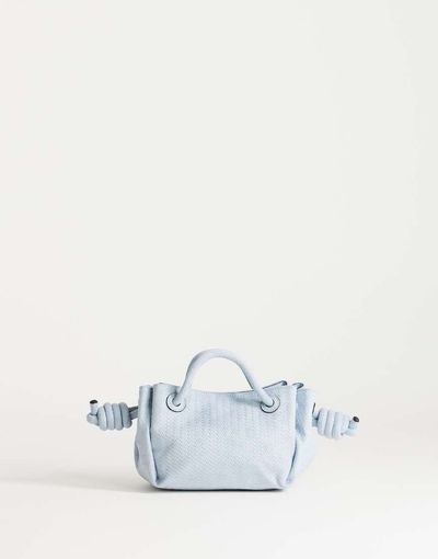 Topshop Topshop Jenny small woven clutch purse in blue suedette