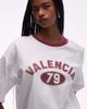 Topshop Topshop jersey oversized Valencia sports T-shirt with burgundy ringer in white - 2