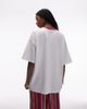 Topshop Topshop jersey oversized Valencia sports T-shirt with burgundy ringer in white - 3