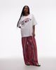 Topshop Topshop jersey oversized Valencia sports T-shirt with burgundy ringer in white - 4