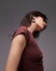 Topshop Topshop jersey slash neck cap sleeve top in burgundy-Red - 2