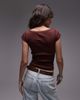 Topshop Topshop jersey slash neck cap sleeve top in burgundy-Red - 4