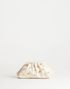Topshop Topshop Josephine small studded clutch bag in off-white