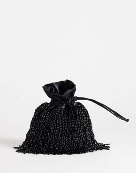 Topshop Topshop Josy beaded pouch grab bag in black