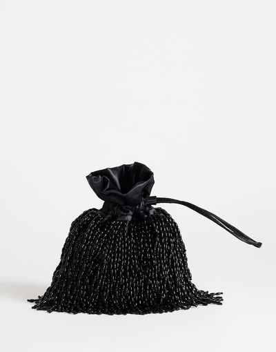 Topshop Topshop Josy beaded pouch grab bag in black