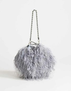 Topshop Topshop Juliet small fringed grab bag in gray