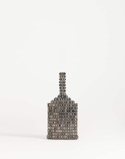 Topshop Topshop Junoe small beaded wristlet purse in pewter-Silver