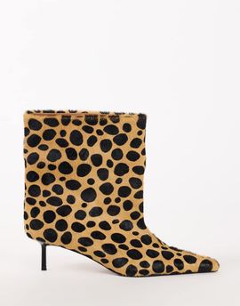 Topshop Topshop Kai super wide heeled ankle boot in leopard pony hair on real leather-Multi