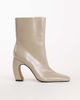 Topshop Topshop Karter curved heel ankle boots in mink stretch faux leather-Neutral - 1