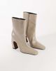 Topshop Topshop Karter curved heel ankle boots in mink stretch faux leather-Neutral - 2