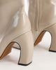 Topshop Topshop Karter curved heel ankle boots in mink stretch faux leather-Neutral - 3