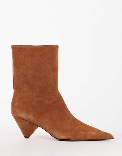 Topshop Topshop Kiki cone heel ankle boots in chestnut suede-Brown