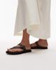 Topshop Topshop Kimberley premium real leather flat sandals in black - 1