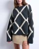 Topshop Topshop knit argyle sweater in charcoal-Gray - 1