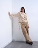 Topshop Topshop knit argyle sweater with leather strap detail in brown-Neutral - 3