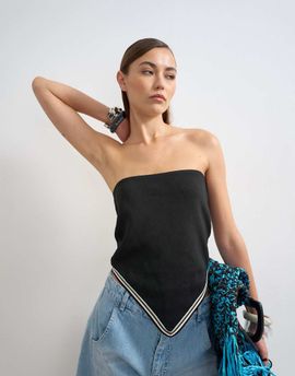Topshop Topshop knit bandana scarf top in black-Multi