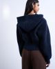 Topshop Topshop knit button through shoulder pad hoodie in navy-Neutral - 3