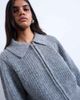Topshop Topshop knit collar zip ring cardi in gray - 3