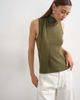 Topshop Topshop knit drape scarf detail top in khaki-Multi - 1