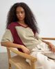 Topshop Topshop knit drawstring color block top in red berry and khaki-Multi - 1
