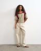 Topshop Topshop knit drawstring color block top in red berry and khaki-Multi - 2