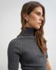 Topshop Topshop knit funnel neck yoke detailing mini dress in charcoal-No color - 3