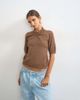 Topshop Topshop knit gathered neck detail half sleeve top in brown-Multi - 4