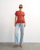 Topshop Topshop knit grown on short sleeve peplum top in deep red-Brown - 2