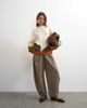 Topshop Topshop knit hairy abstract color block striped crew neck sweater in ivory multi-Neutral - 1