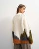 Topshop Topshop knit hairy abstract color block striped crew neck sweater in ivory multi-Neutral - 3