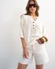 Topshop Topshop knit Henley T-shirt in ivory-White - 1