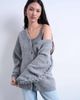 Topshop Topshop knit oversized cable sleeve slouchy cardigan in gray - 1