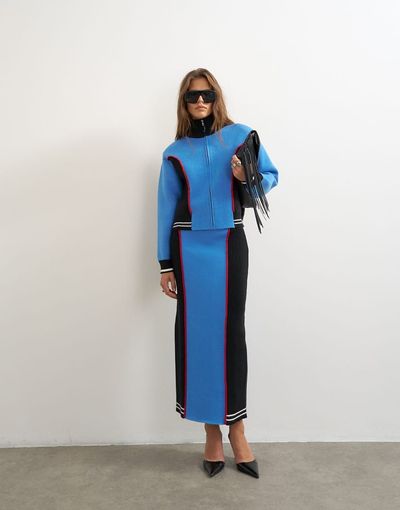 Topshop Topshop knit pencil midi skirt in blue -set