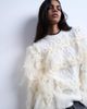 Topshop Topshop knit plaid ribbon sweater in ivory-White - 1