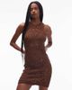 Topshop Topshop knit premium crochet mini dress in chocolate-Brown - 1