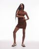 Topshop Topshop knit premium crochet mini dress in chocolate-Brown - 3