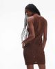 Topshop Topshop knit premium crochet mini dress in chocolate-Brown - 4